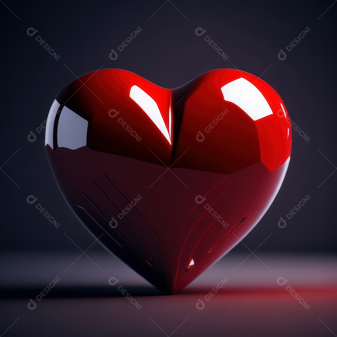 Imagem realista de coração vermelho sobre fundo isolado.
