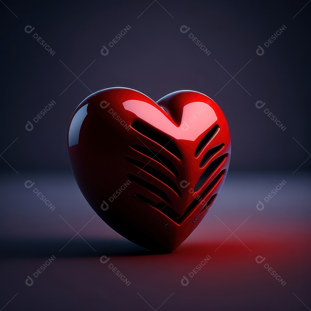 Imagem realista de coração vermelho sobre fundo isolado.