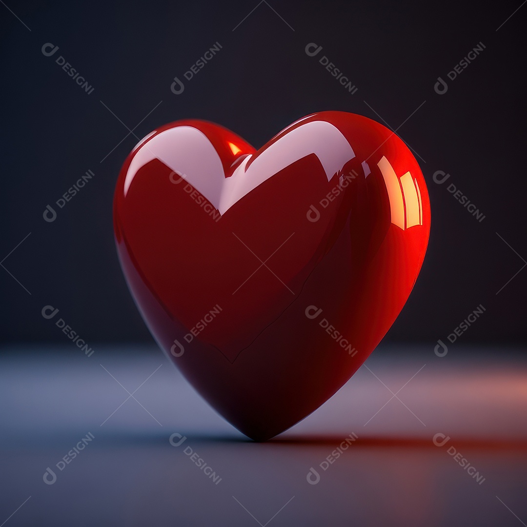 Imagem realista de coração vermelho sobre fundo isolado.