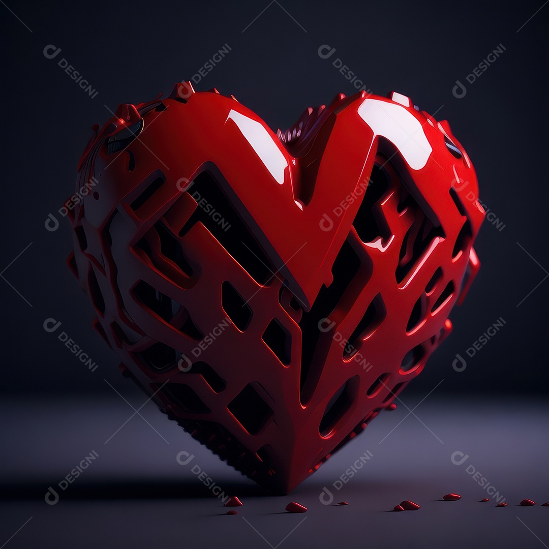 Imagem realista de coração vermelho sobre fundo isolado.