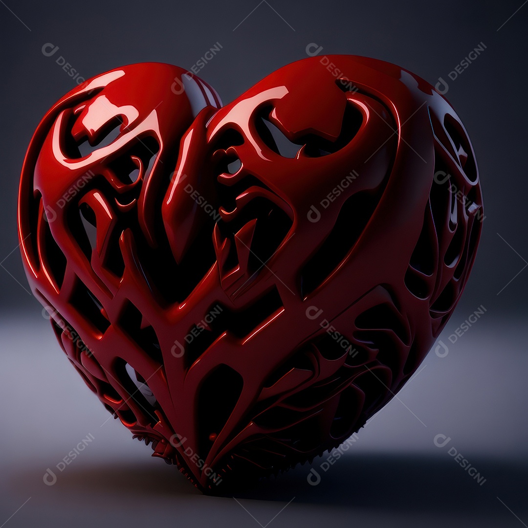 Imagem realista de coração vermelho sobre fundo isolado.