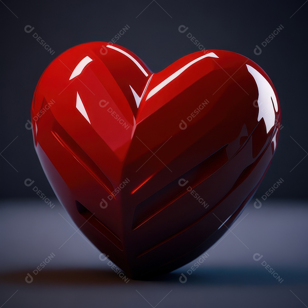 Imagem realista de coração vermelho sobre fundo isolado.