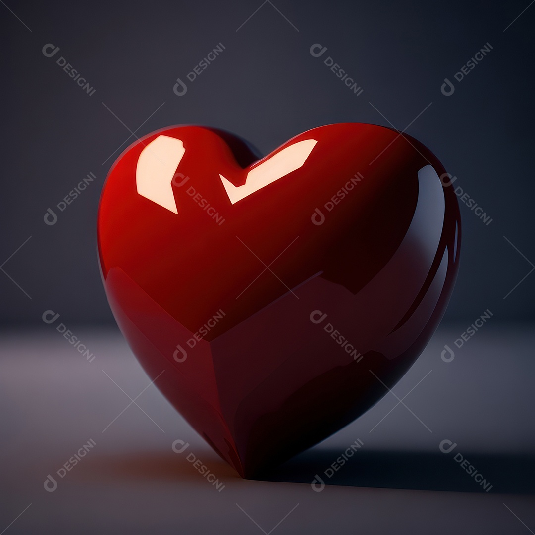 Imagem realista de coração vermelho sobre fundo isolado.