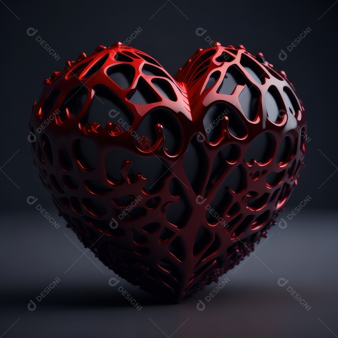 Imagem realista de coração vermelho sobre fundo isolado.