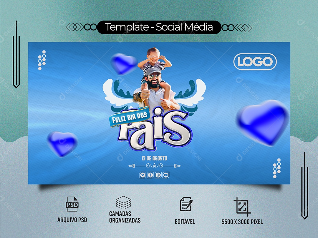 Banner Dia Dos Pais 13 De Agosto Social Media PSD Editável