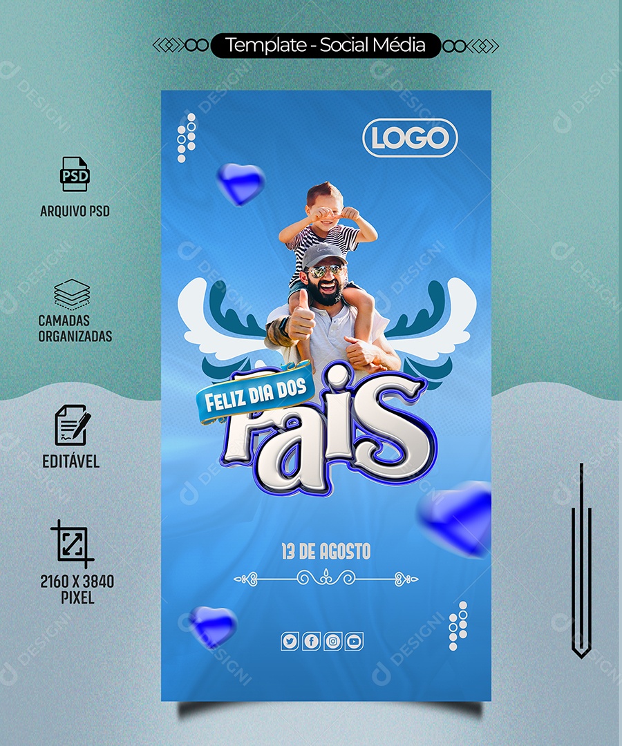 Story Dia Dos Pais 13 De Agosto Social Media PSD Editável