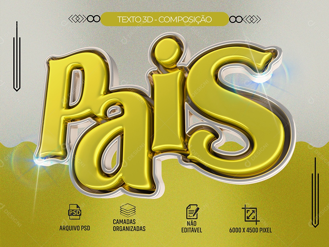 Yellow Father's Day 3D Text For PSD Composition