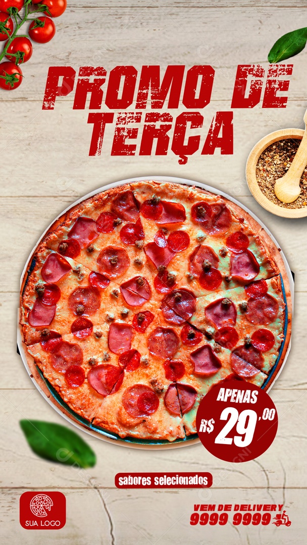 Social Media Story Promo Da Terça Pizzaria PSD Editável