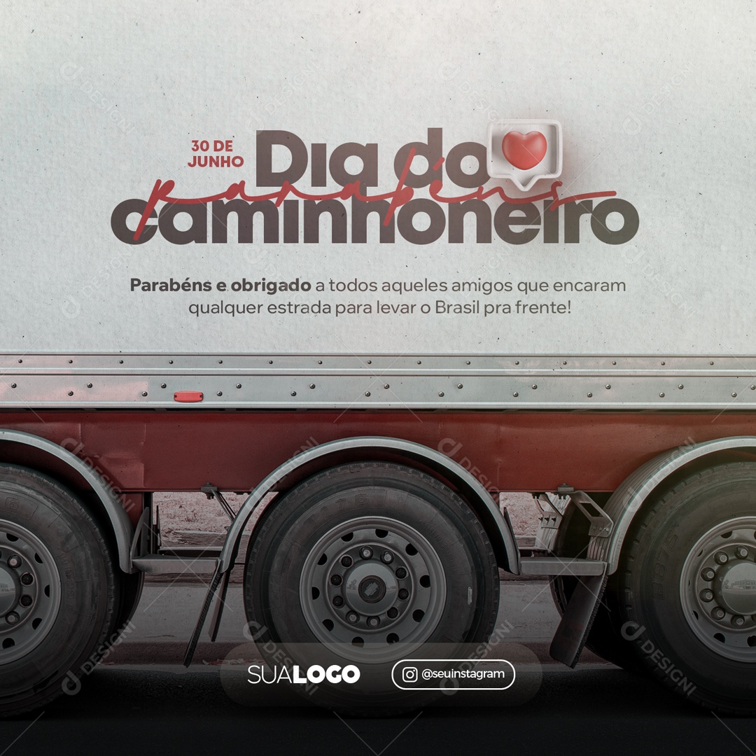 Social Media Dia Do Caminhoneiro 30 De Junho Parabéns e Obrigado PSD Editável