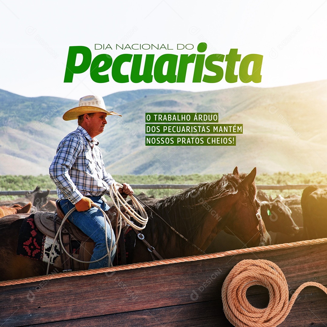 Post Dia do Pecuarista Trabalho Árduo Social Media PSD Editável