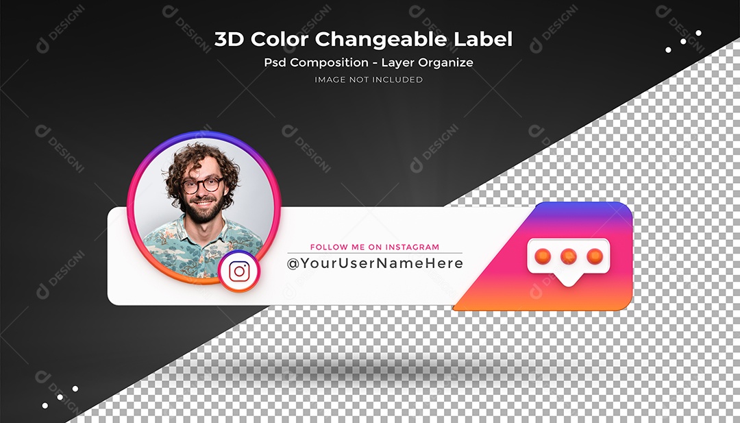 Ícone De Perfil Instagram Elemento 3D Para Composição PSD