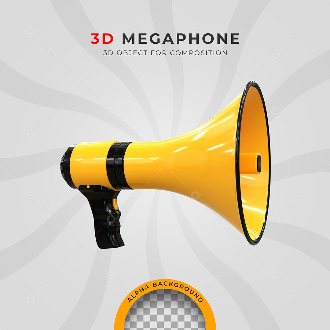 Megafone Preto e Amarelo Elemento 2D Para Composição PSD