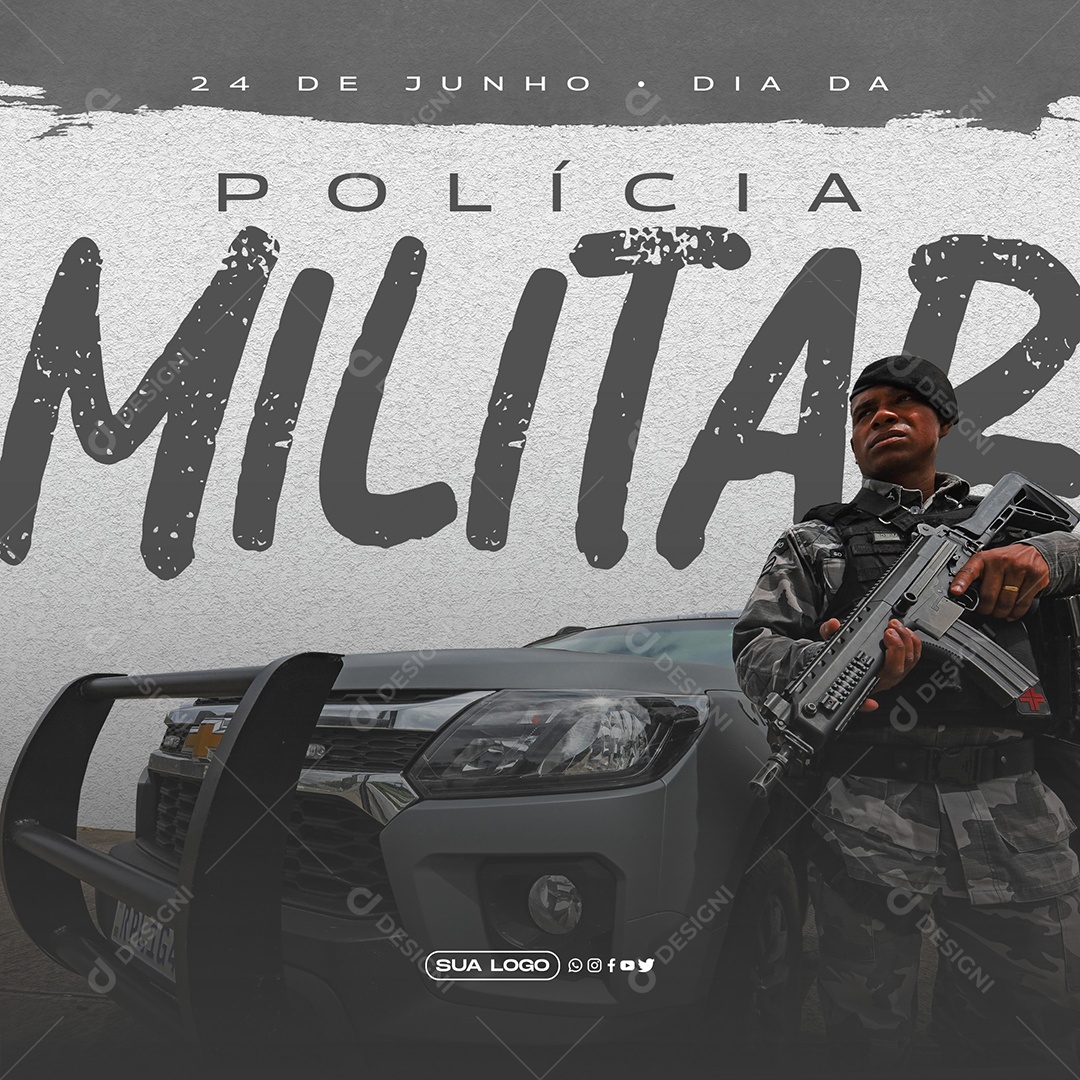 Post Dia da Polícia Militar Tenente Social Media PSD Editável