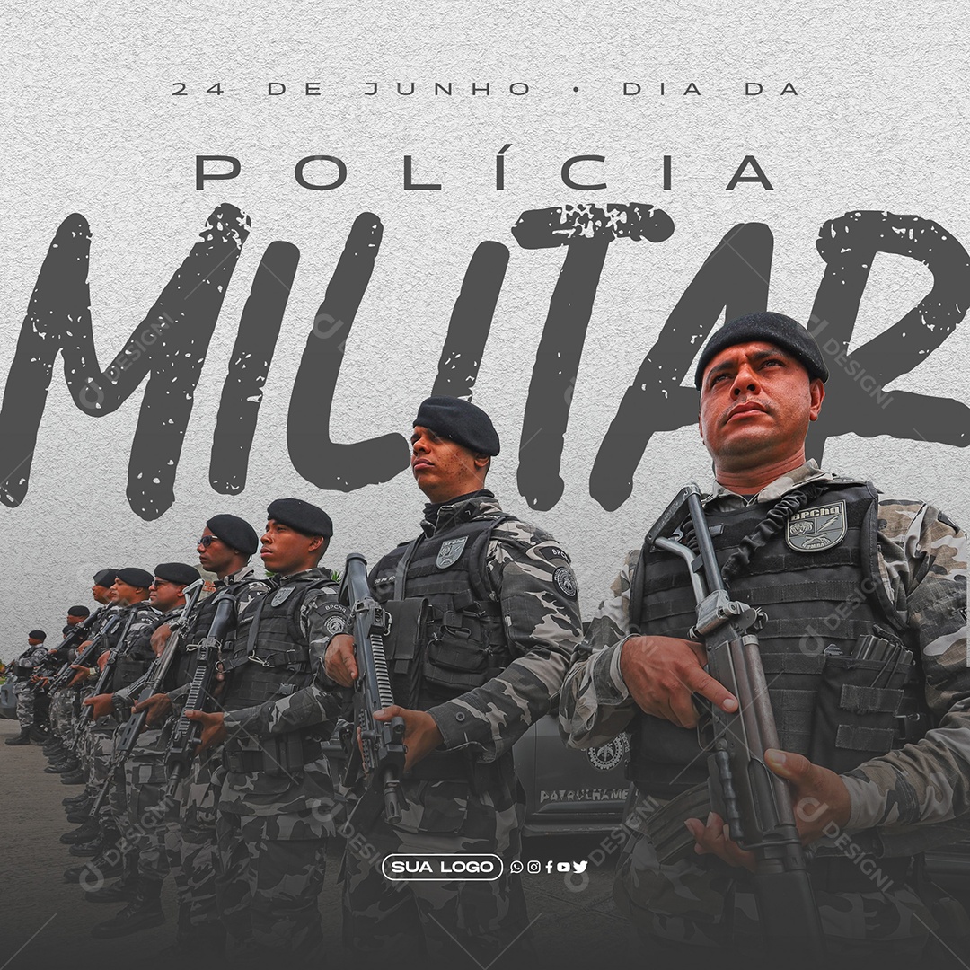 Post Dia da Polícia Militar Soldados Social Media PSD Editável