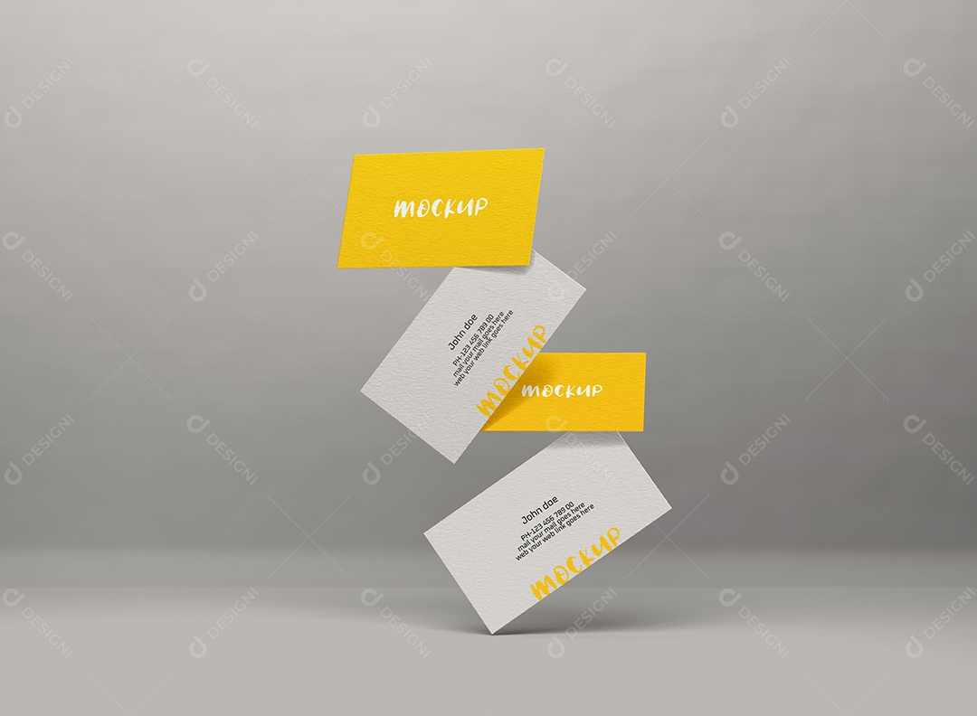 Modelo de Cartão de Visita Amarelo e Branco Frente e Verso PSD