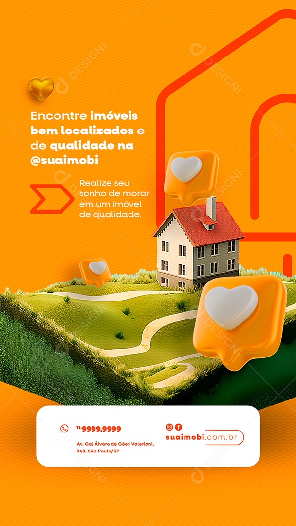 Story Encontre Imóveis Bem Localizados Imobiliária Social Media PSD Editável
