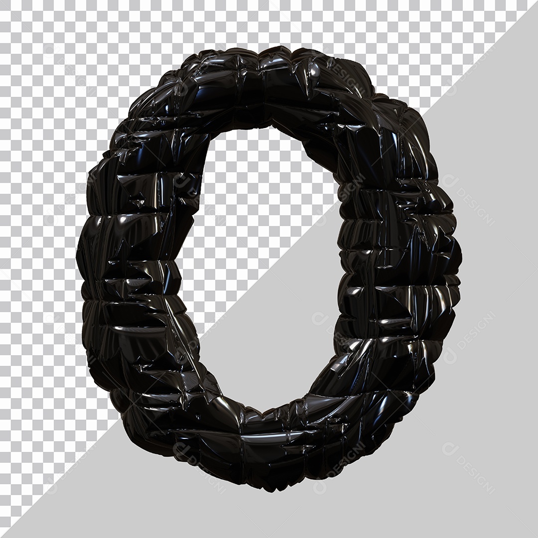 Número 0 Preto Elemento 3D Para Composição PSD