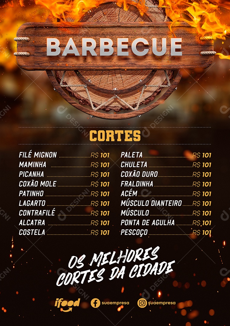 Modelo De Cardápio Churrascaria Barbecue PSD Editável