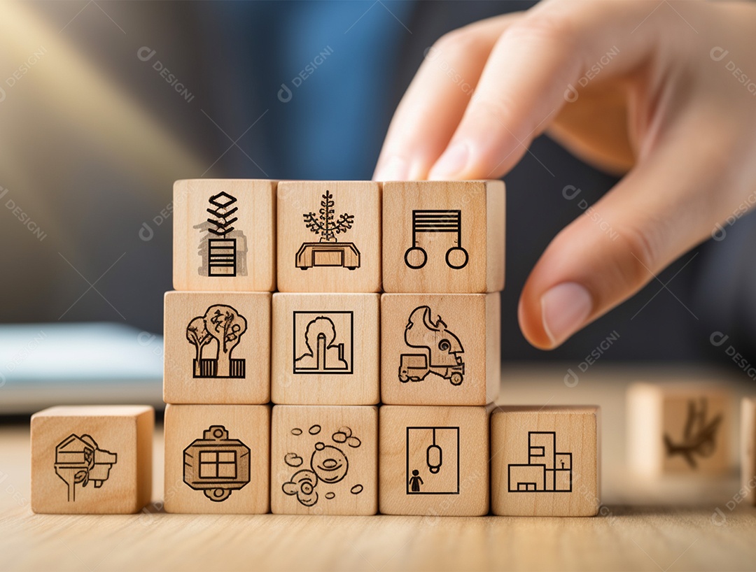 Empilhamento bloco de madeira.