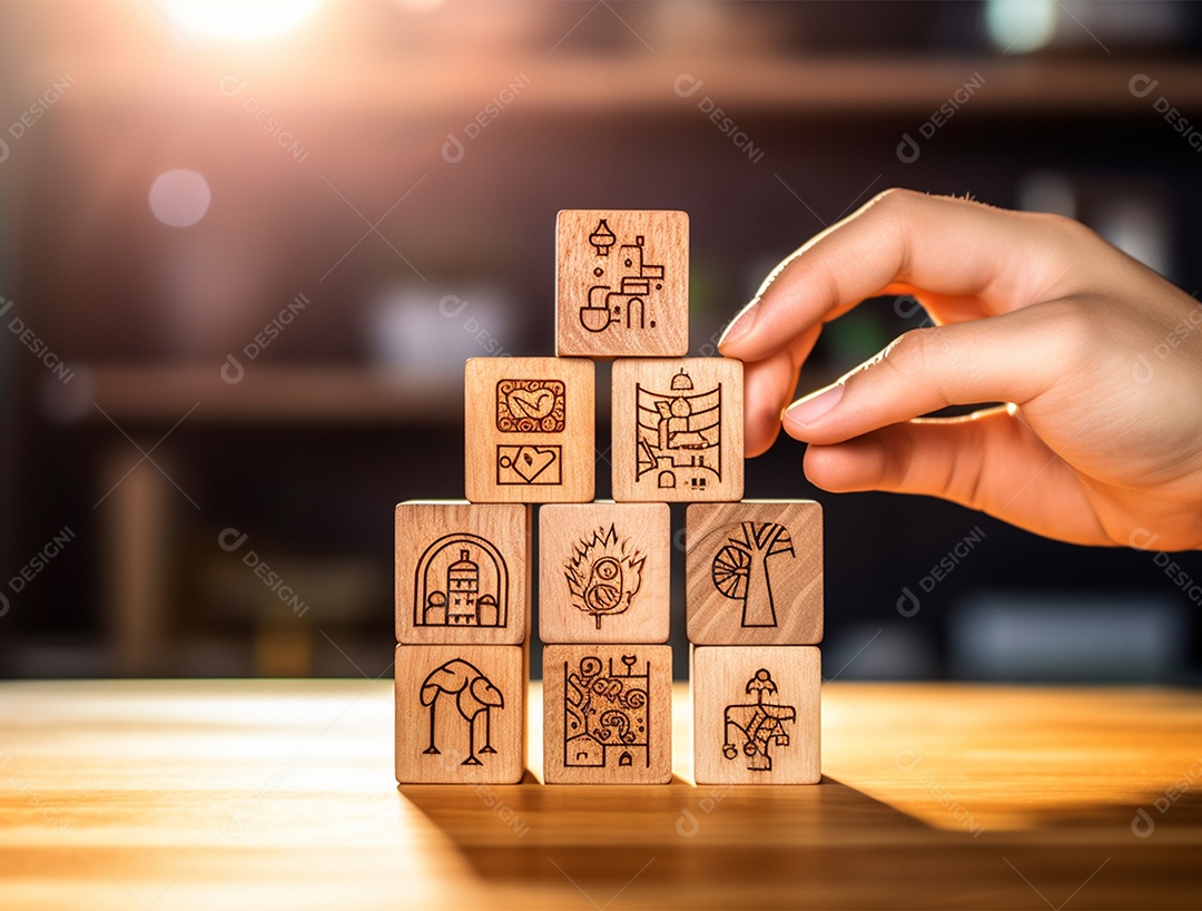 Empilhamento bloco de madeira.