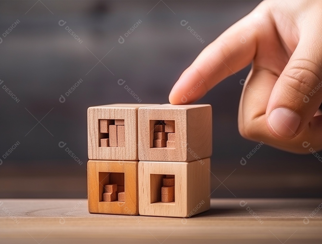 Empilhamento bloco de madeira.