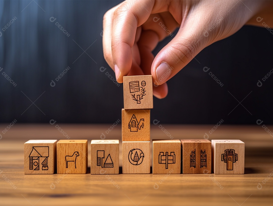 Empilhamento bloco de madeira.