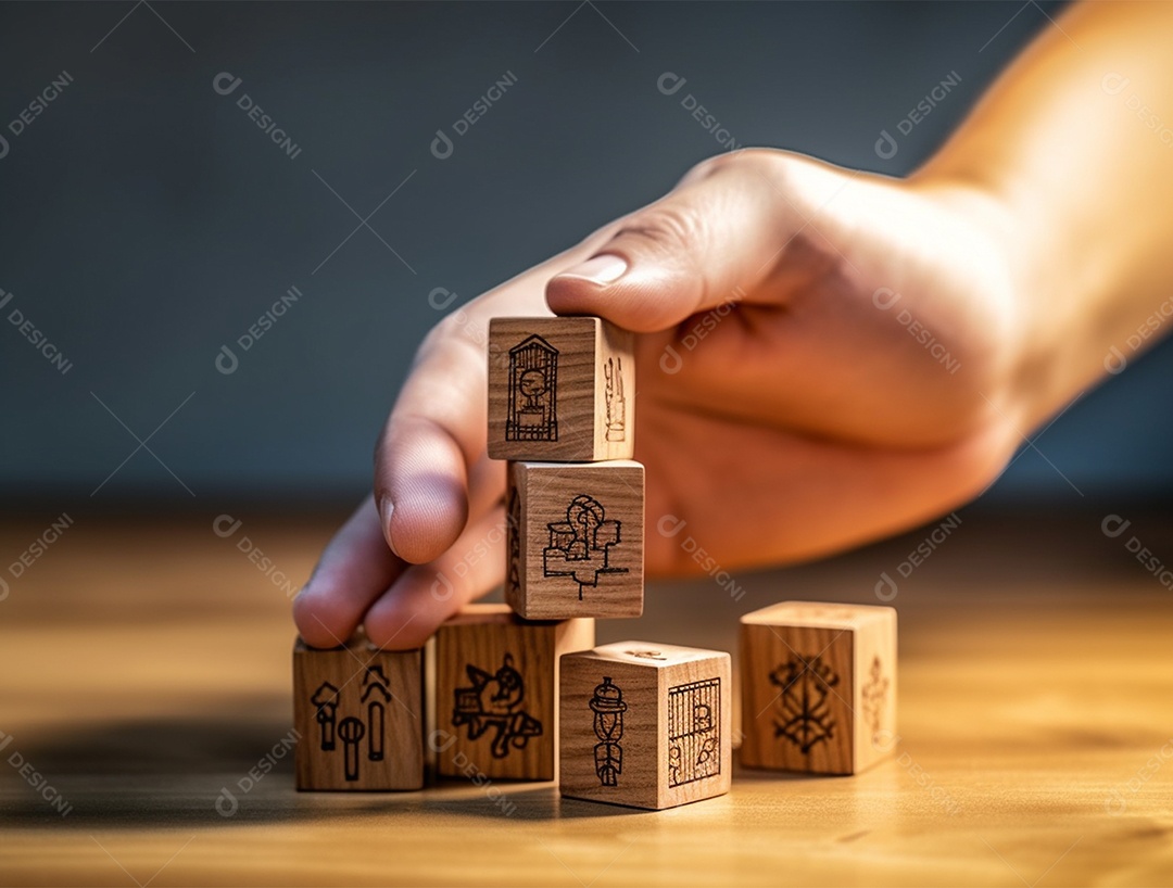 Empilhamento bloco de madeira.