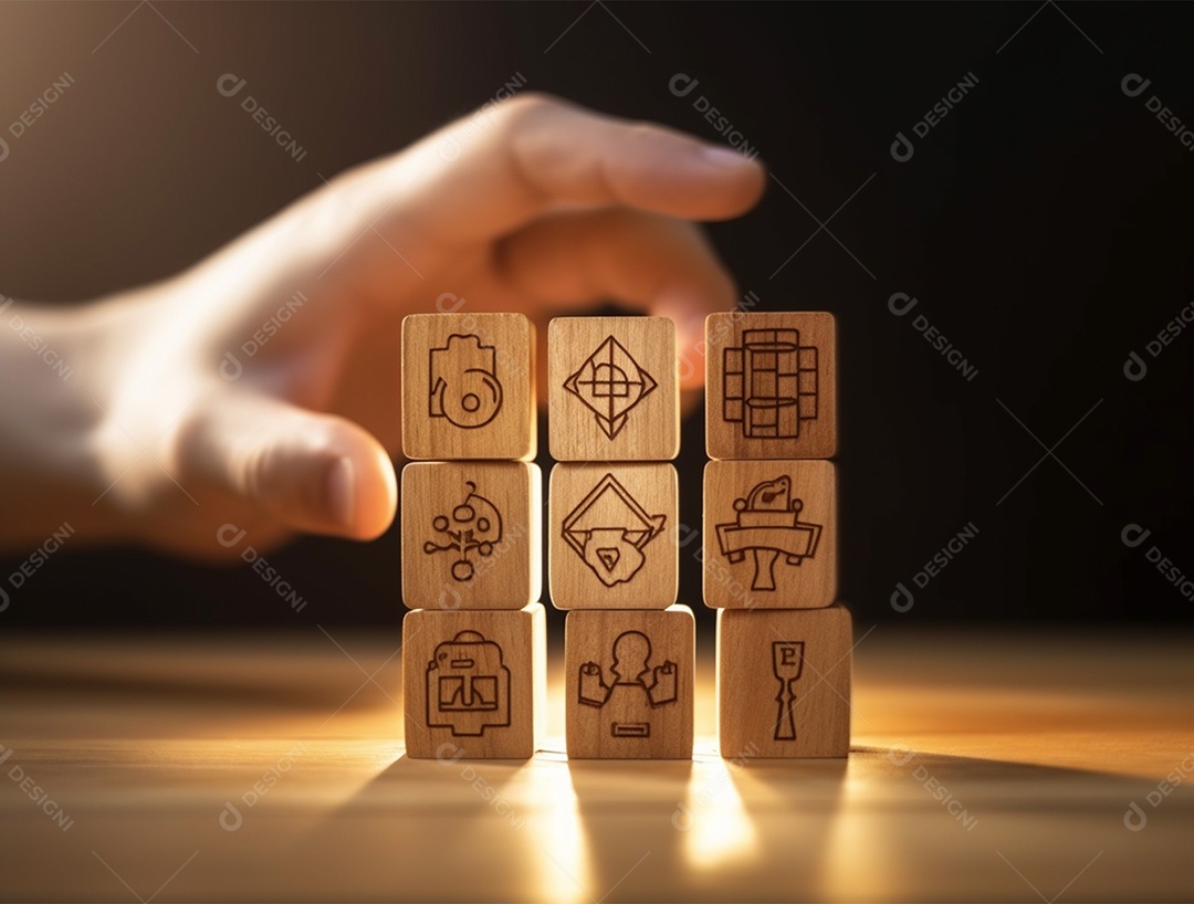 Empilhamento bloco de madeira.