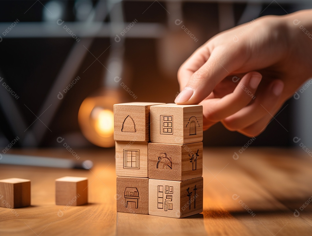 Empilhamento bloco de madeira.