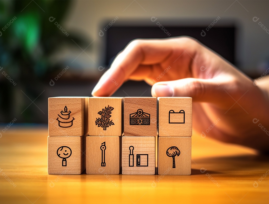 Empilhamento bloco de madeira.