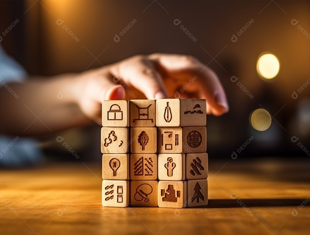 Empilhamento bloco de madeira.