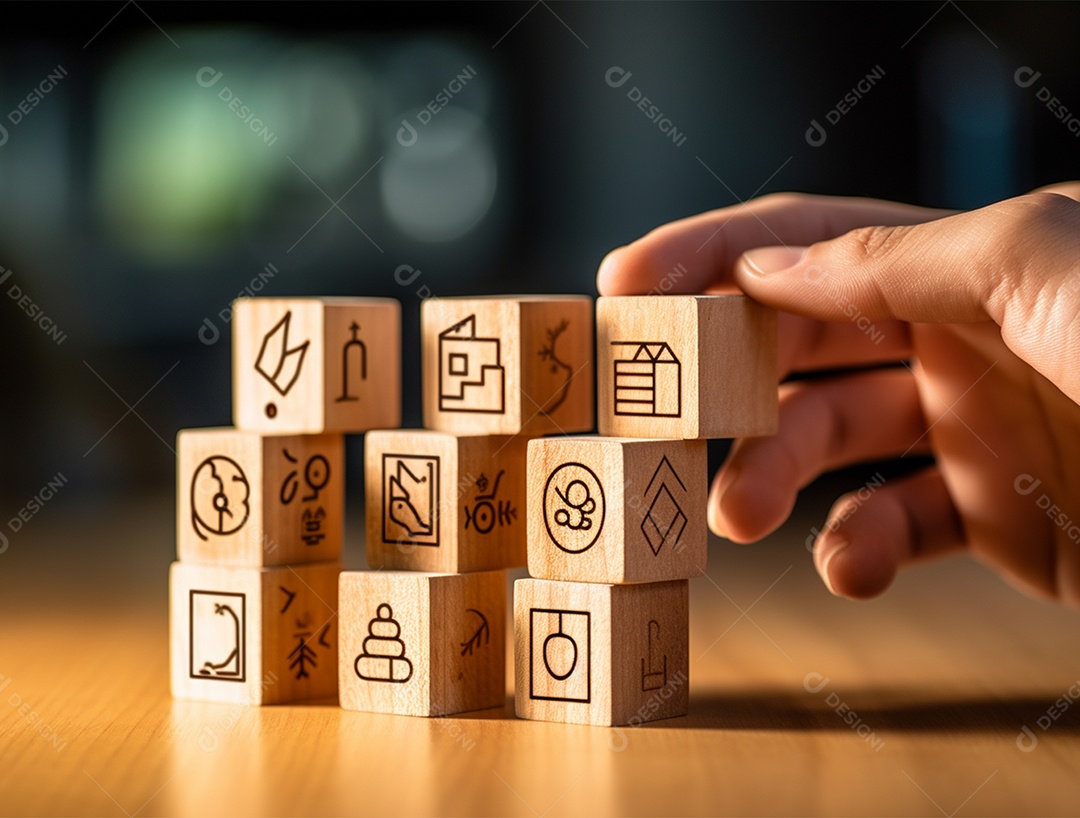 Empilhamento bloco de madeira.