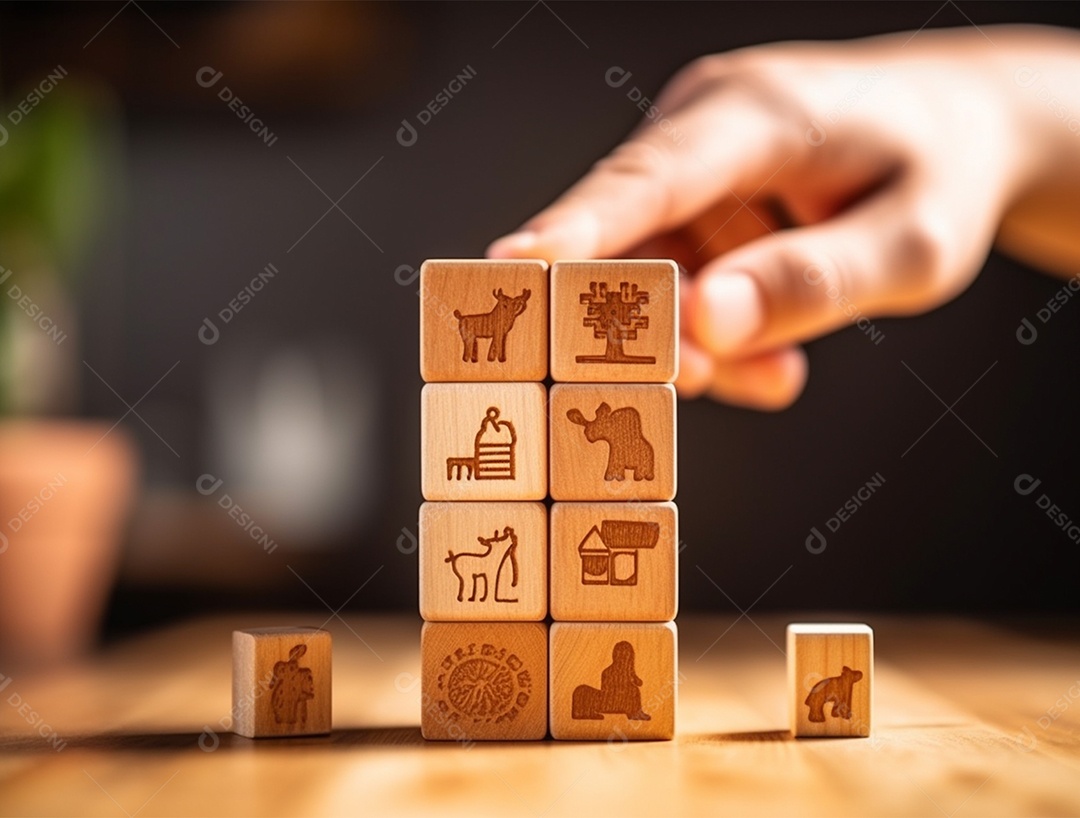 Empilhamento bloco de madeira.