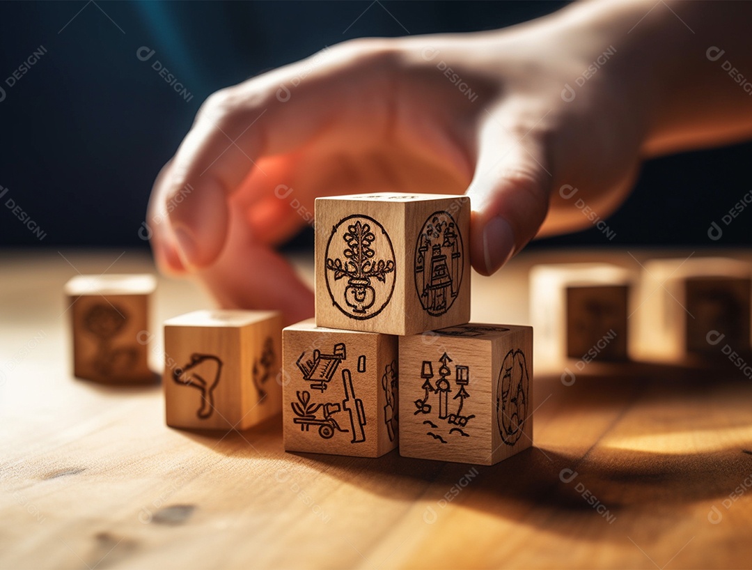 Empilhamento bloco de madeira.