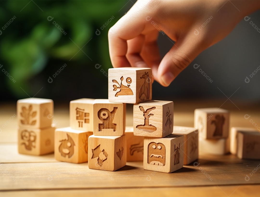 Empilhamento bloco de madeira.