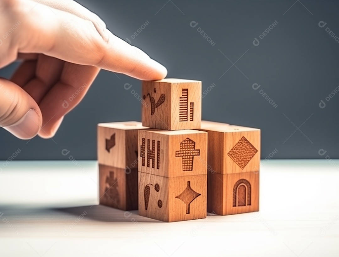 Empilhamento bloco de madeira.