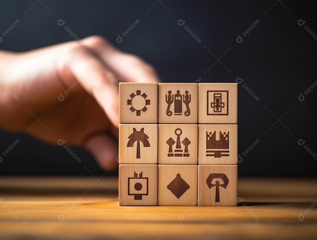 Empilhamento bloco de madeira.