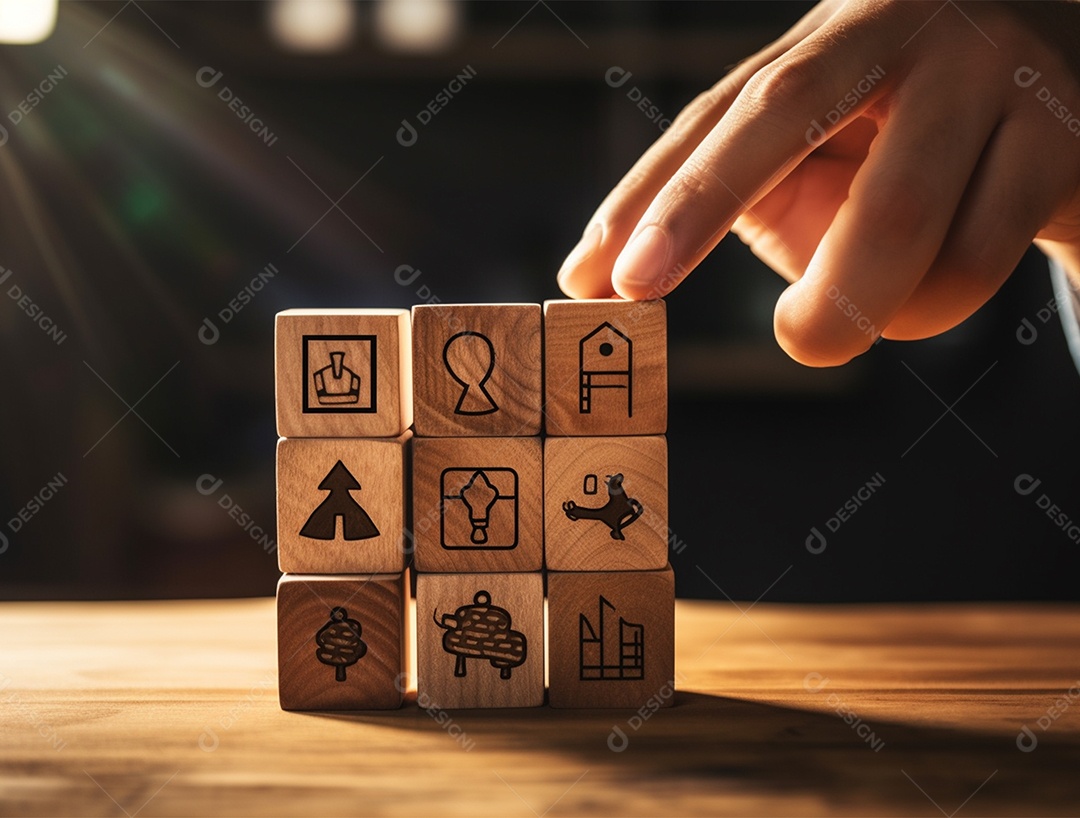 Empilhamento bloco de madeira.