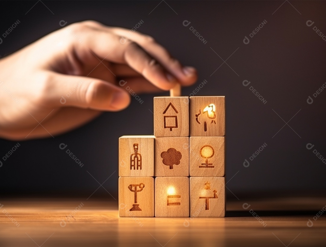 Empilhamento bloco de madeira.