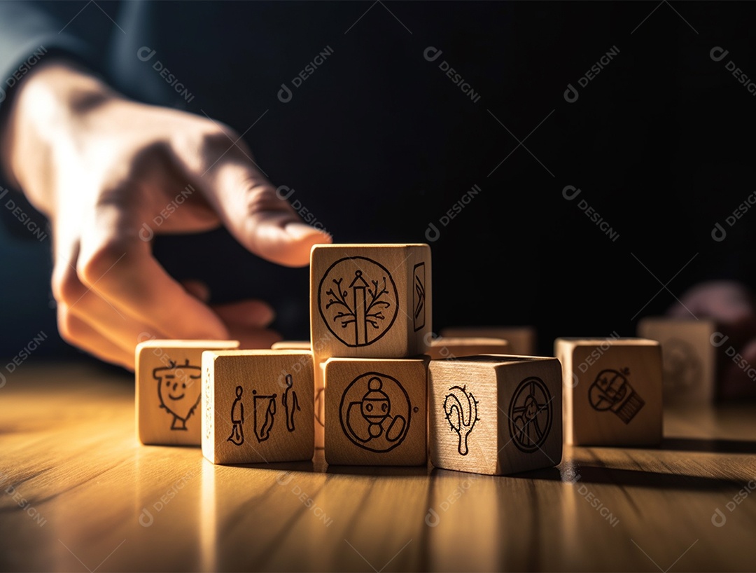 Empilhamento bloco de madeira.