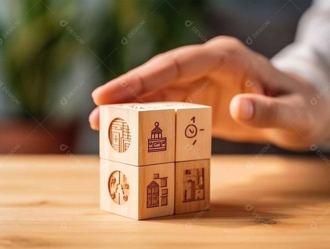 Empilhamento bloco de madeira.