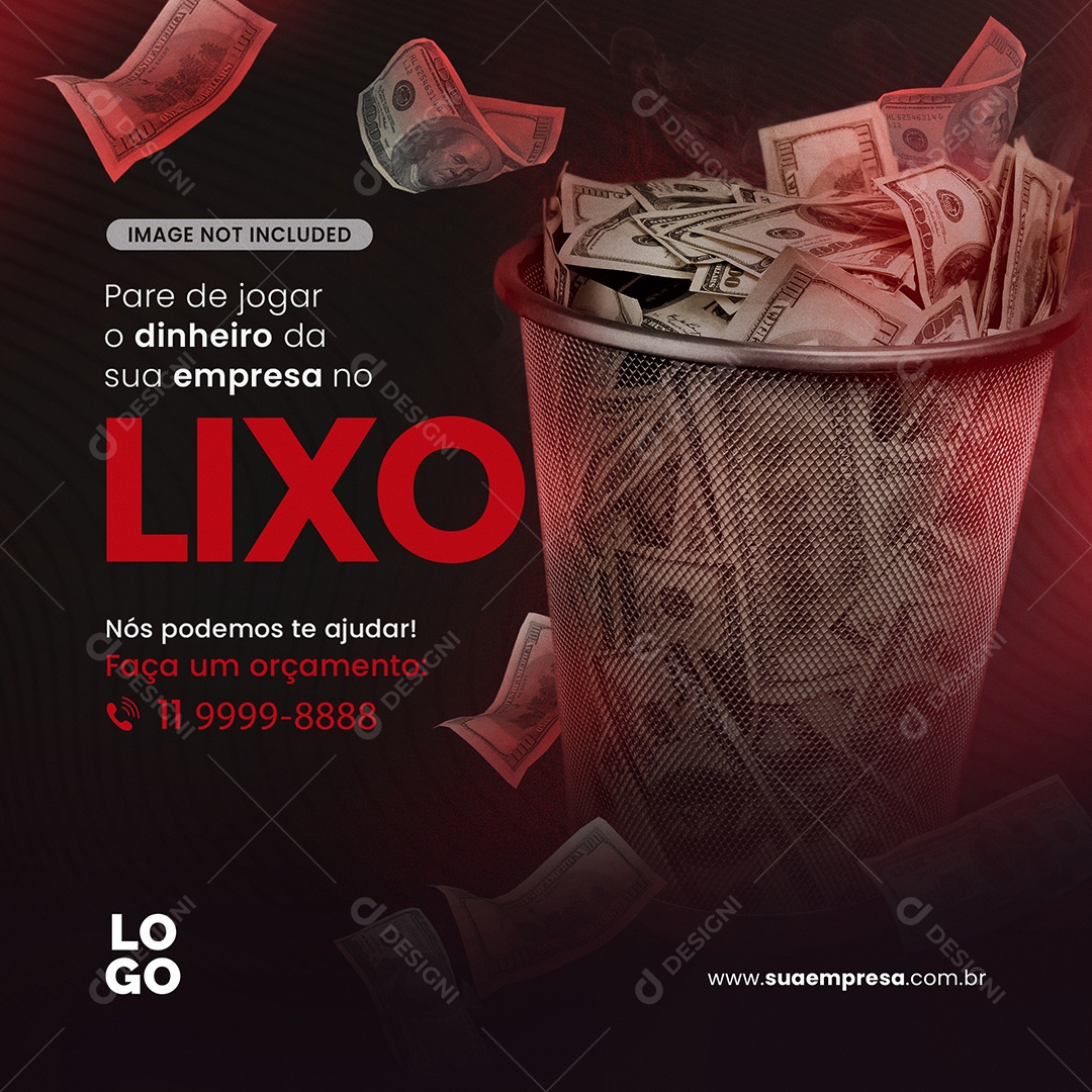 Social Media O Dinheiro Da Sua Empresa No Lixo Marketing Digital PSD Editável