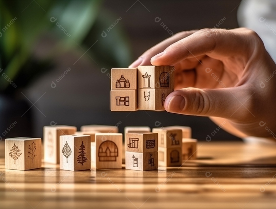 Empilhamento bloco de madeira.