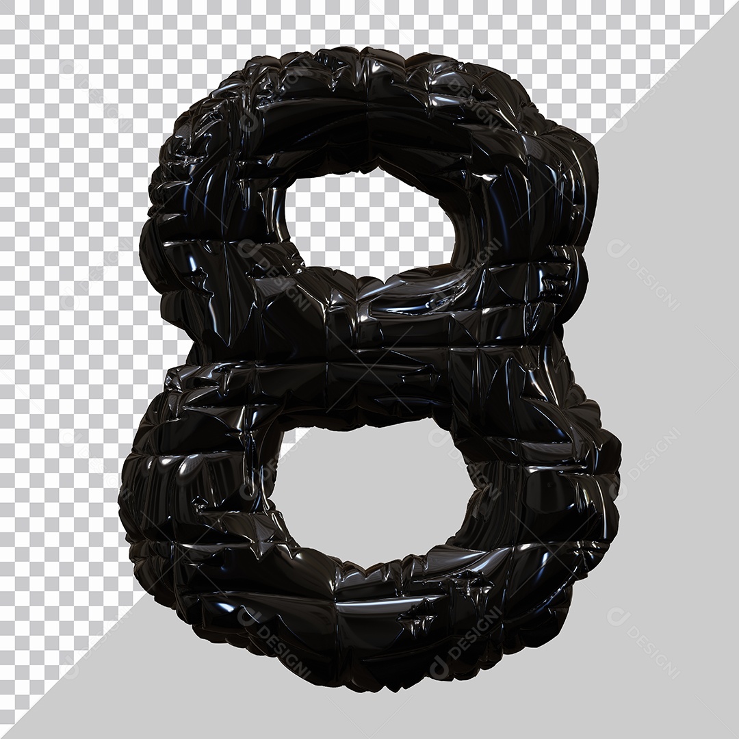 Número 8 Preto Elemento 3D Para Composição PSD