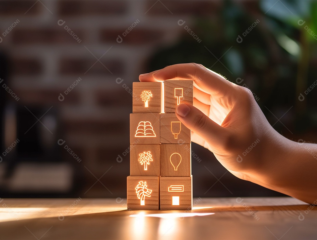 Empilhamento bloco de madeira.