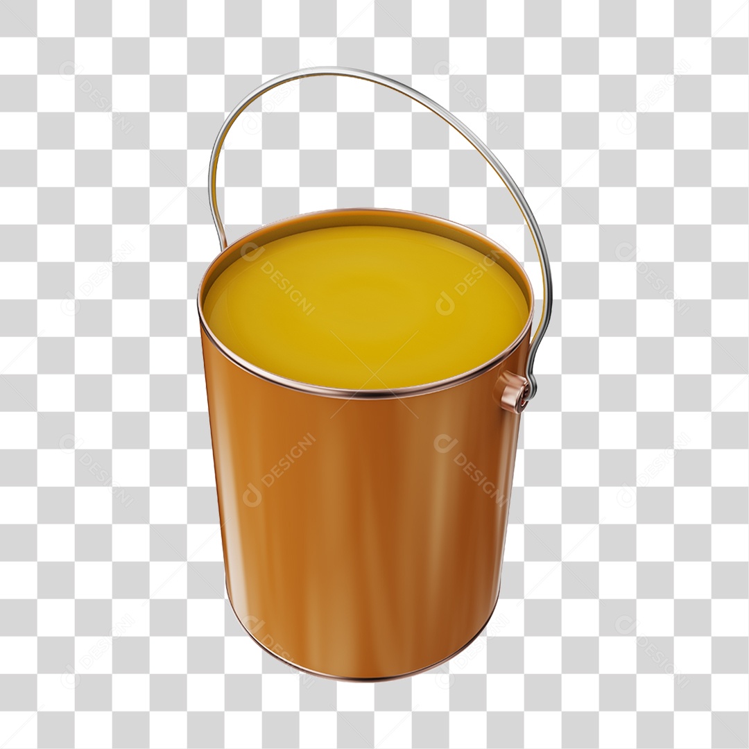 Elemento 3D Balde de Tinta PNG Transparente