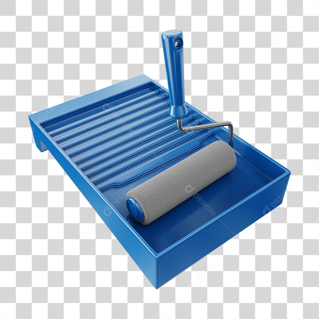 Elemento 3D Rolo de Pintura PNG Transparente