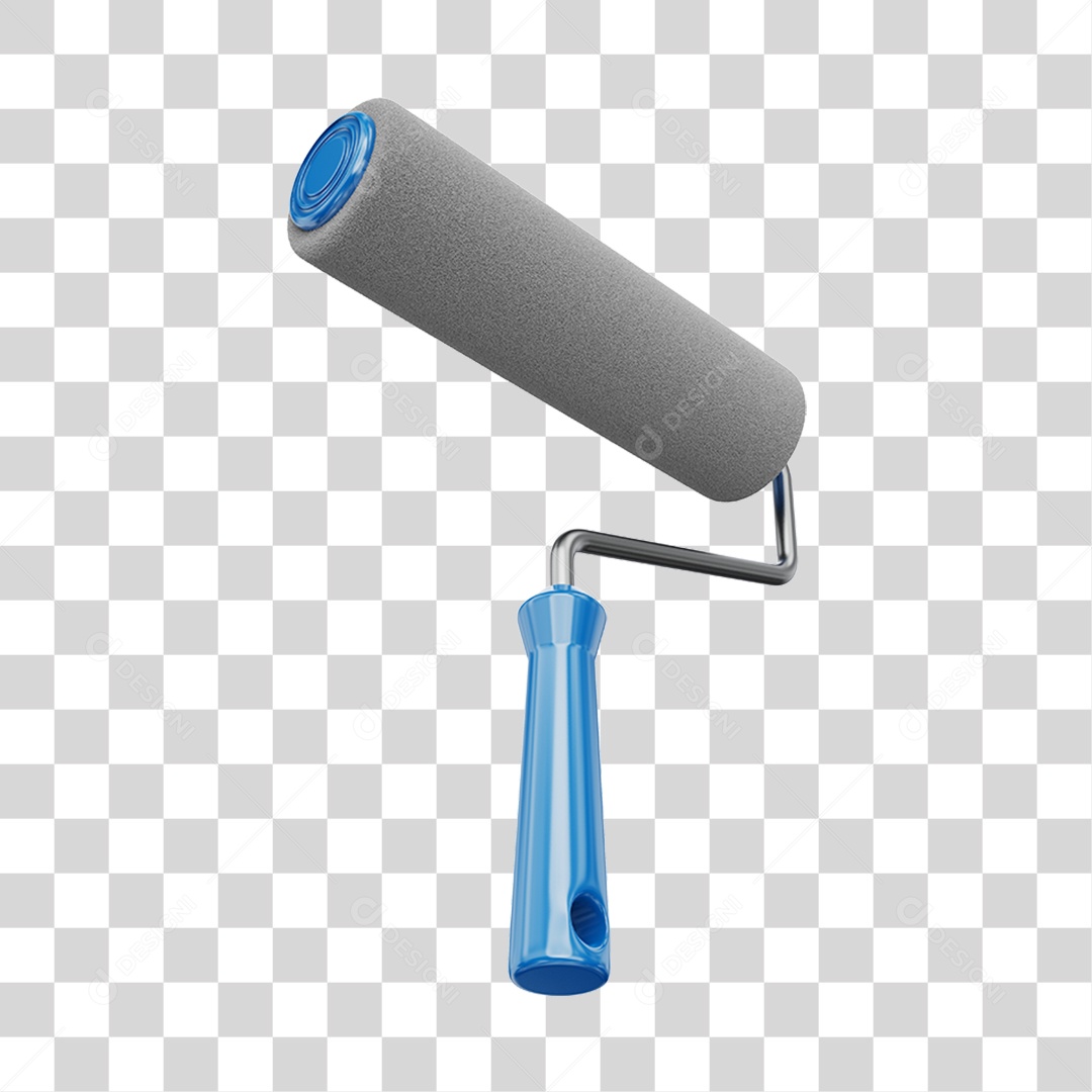 Elemento 3D Rolo de Pintura PNG Transparente