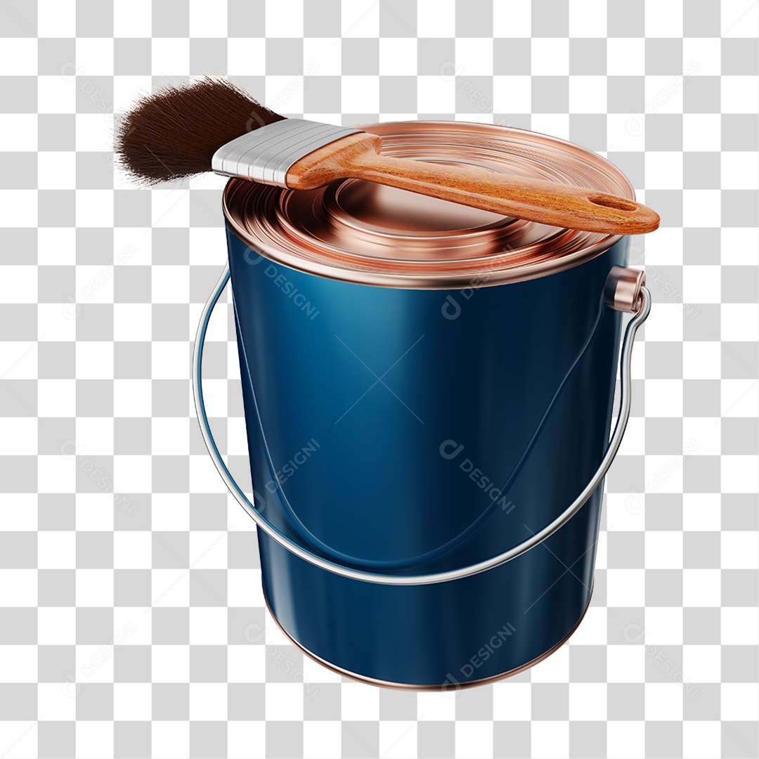 Elemento 3D Balde de Tinta PNG Transparente