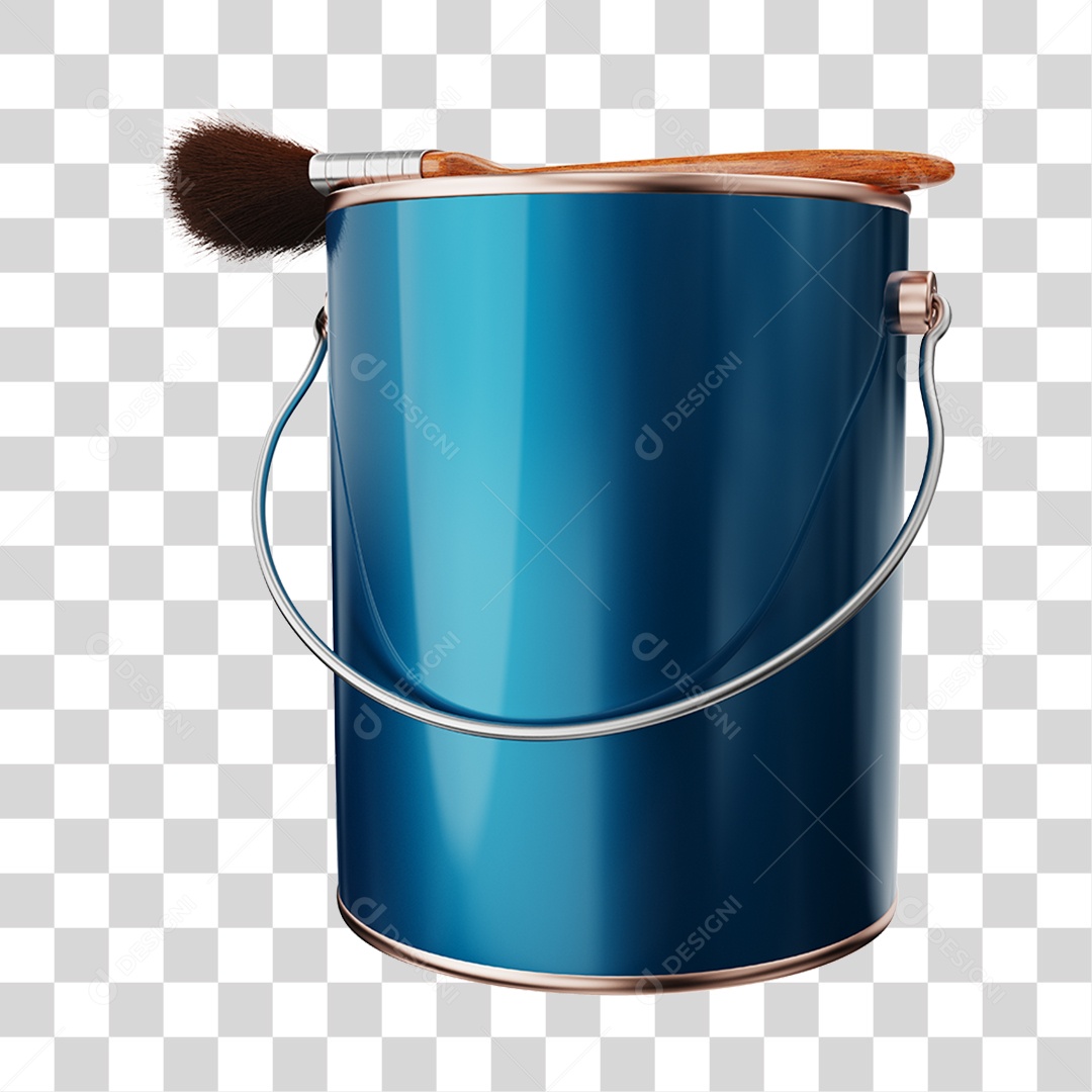 Elemento 3D Balde de Tinta PNG Transparente